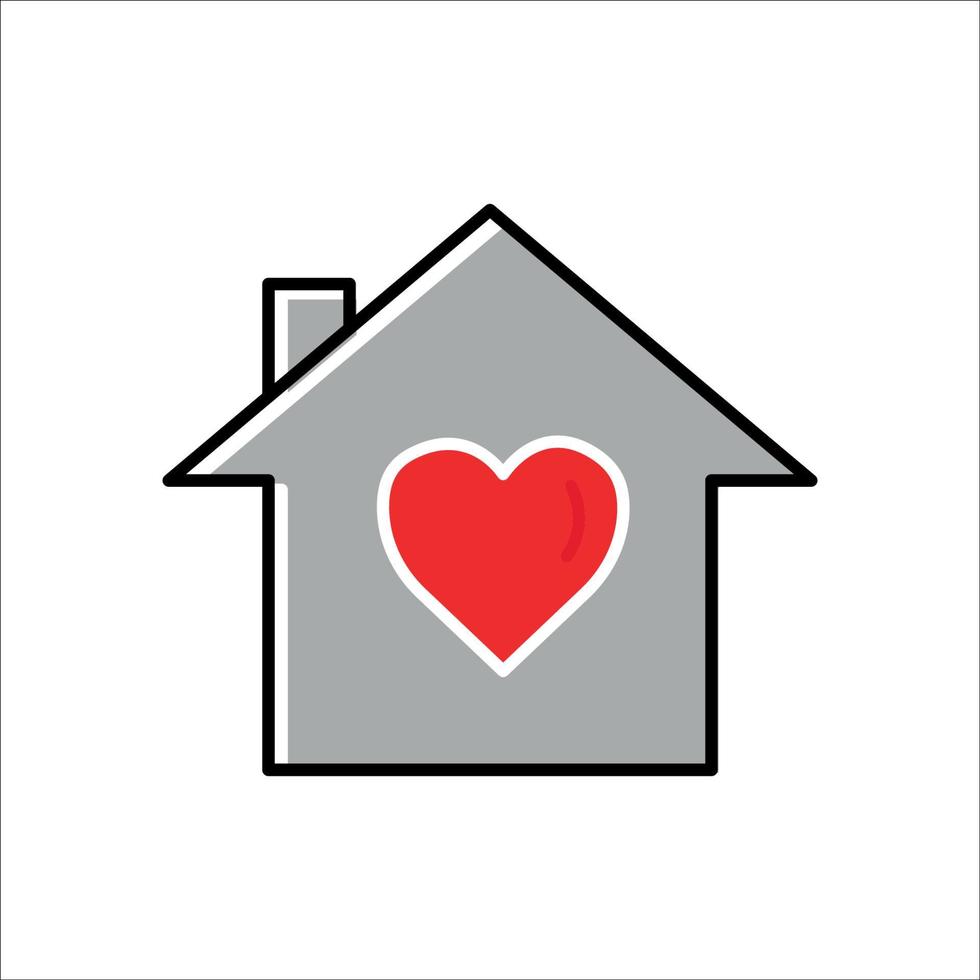 icona di colore lineare casa con cuore. simbolo di carità, donazione, umanità. tratto modificabile. modello di disegno vettoriale