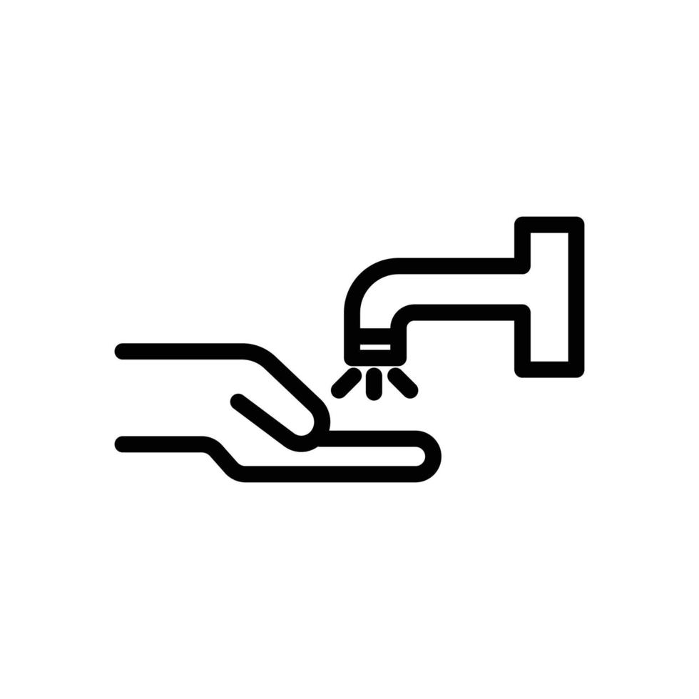 icona della linea della mano con rubinetto dell'acqua. lavarsi le mani. protezione corona virus. semplice illustrazione. tratto modificabile. modello di disegno vettoriale