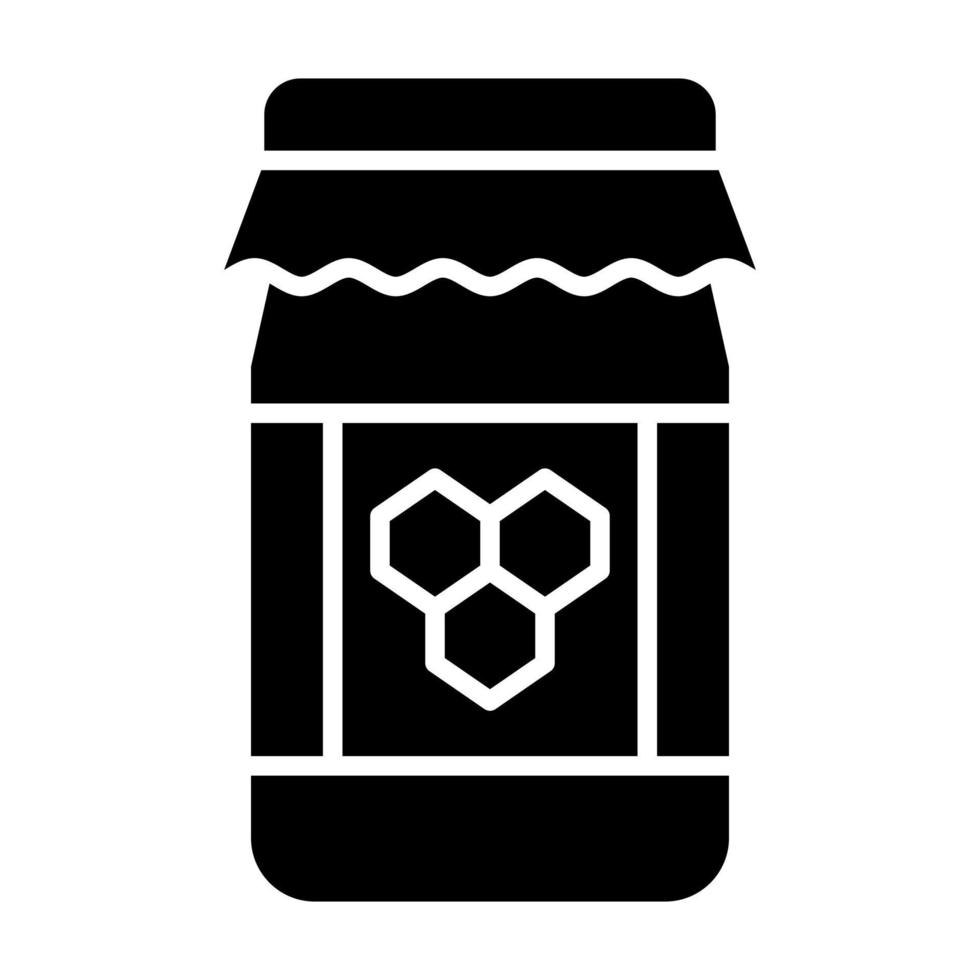 icona del glifo con vasetto di miele vettore