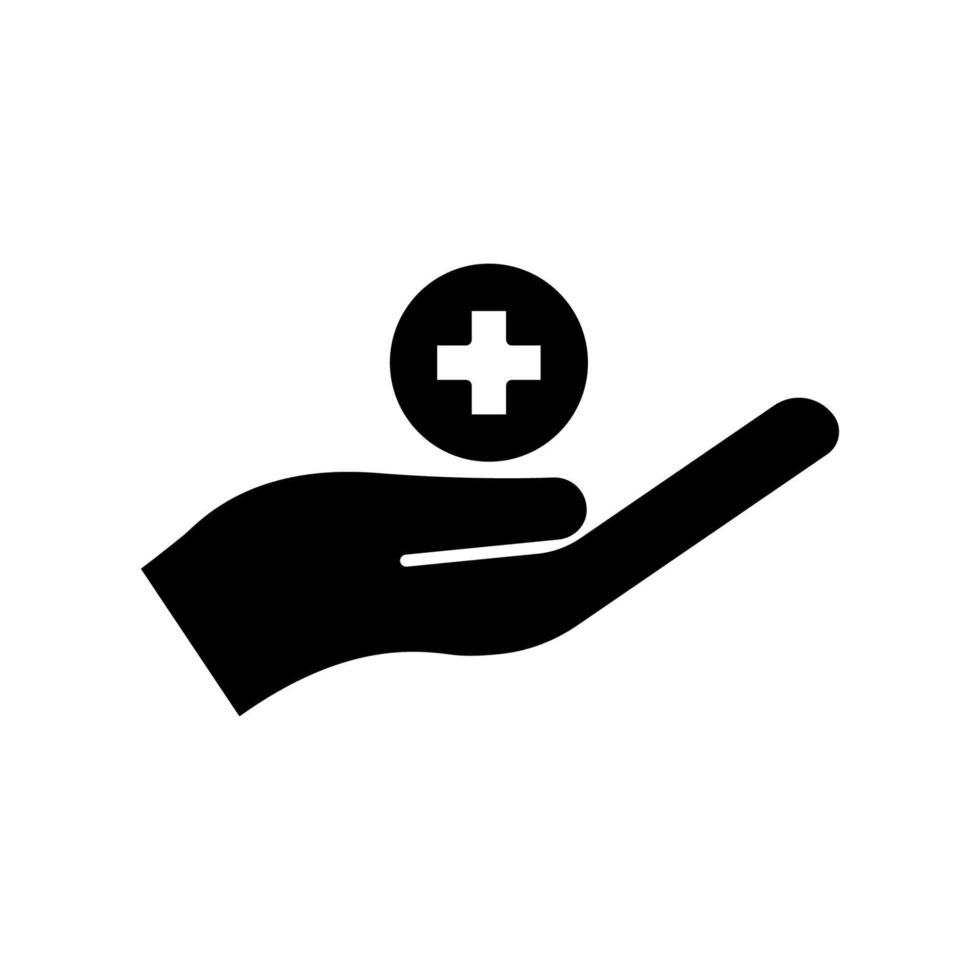icona della mano con la salute. simbolo di carità, donazione, umanità. tratto modificabile. modello di disegno vettoriale