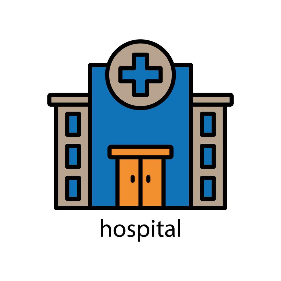 icona di colore lineare edificio ospedaliero. tratto modificabile. modello di disegno vettoriale