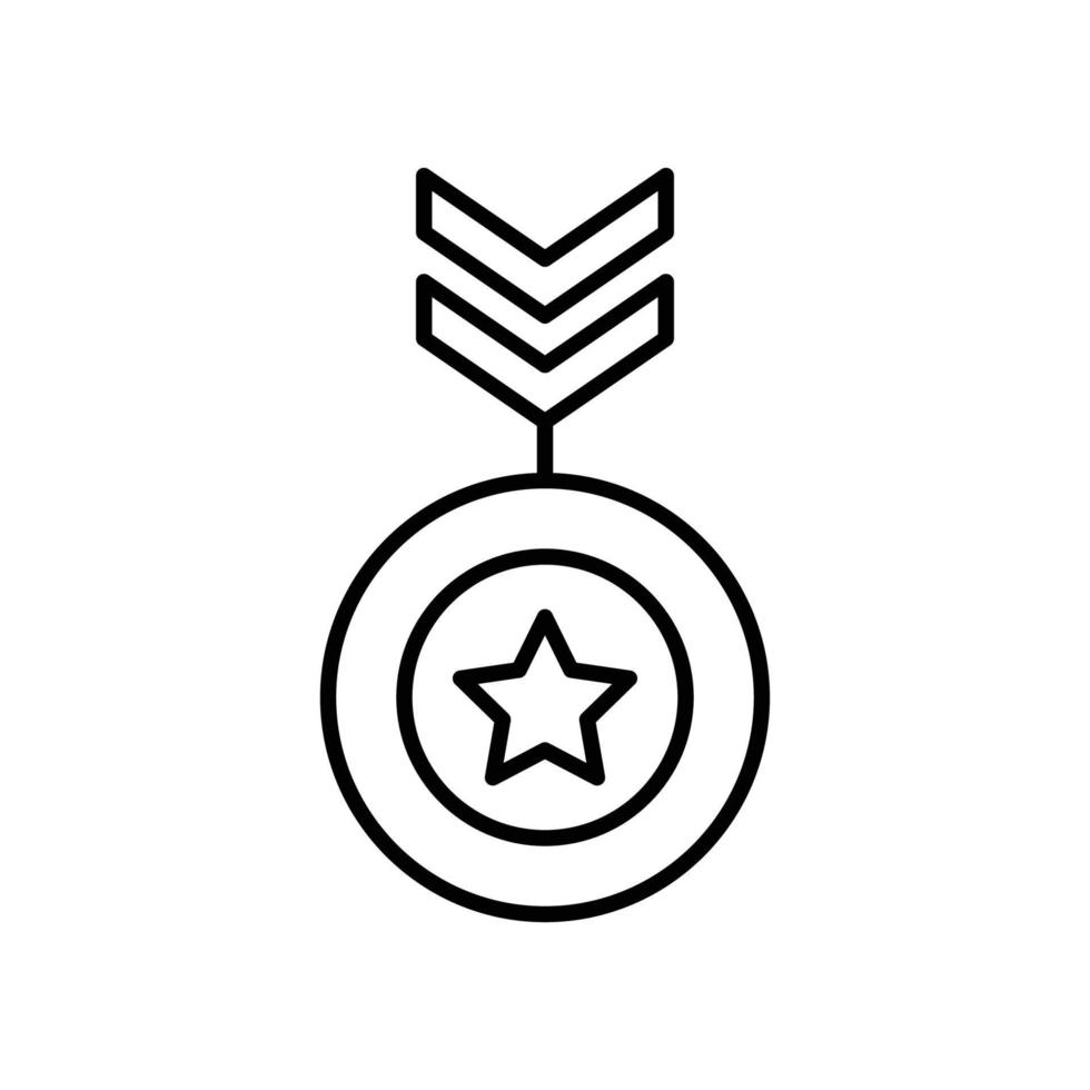 icona della linea di medaglia. icona della stella, campione, vincitore. semplice illustrazione. tratto modificabile. modello di disegno vettoriale