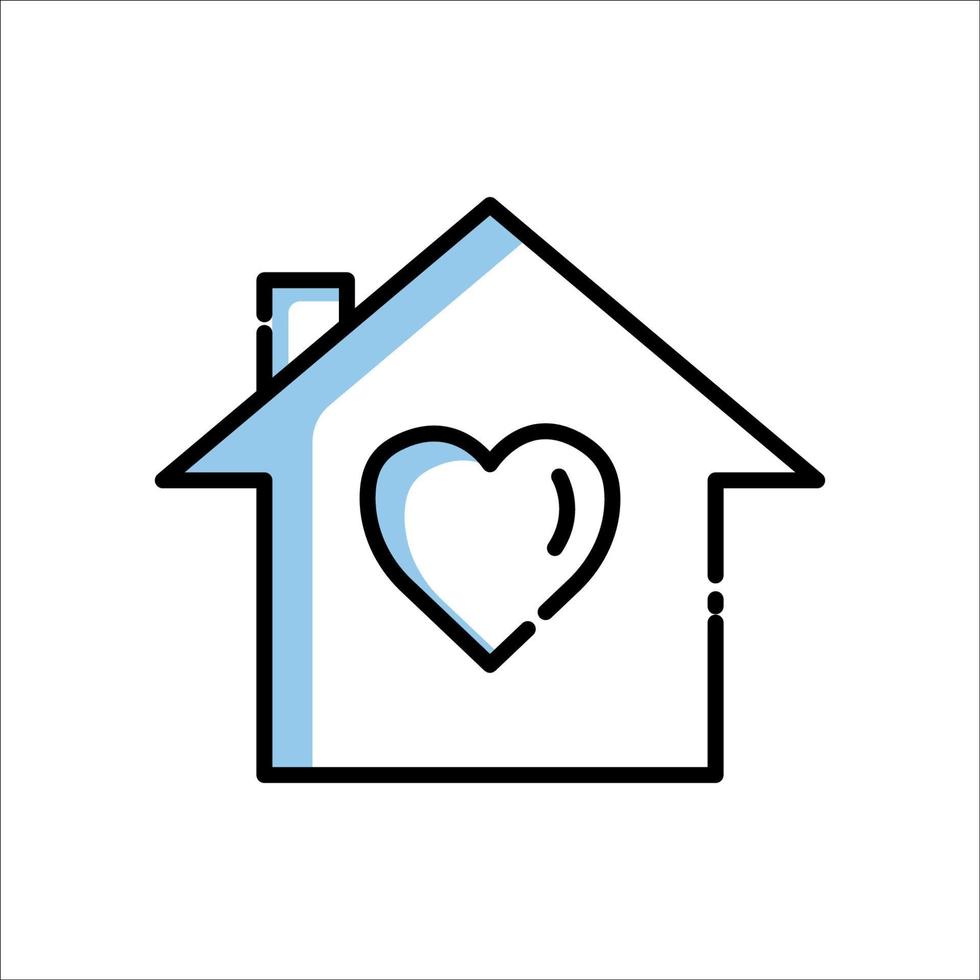 icona casa con cuore. simbolo di beneficenza, donazione. design a due linee colorate. l'icona può essere utilizzata per l'icona dell'applicazione, l'icona web, l'infografica. tratto modificabile. modello di disegno vettoriale