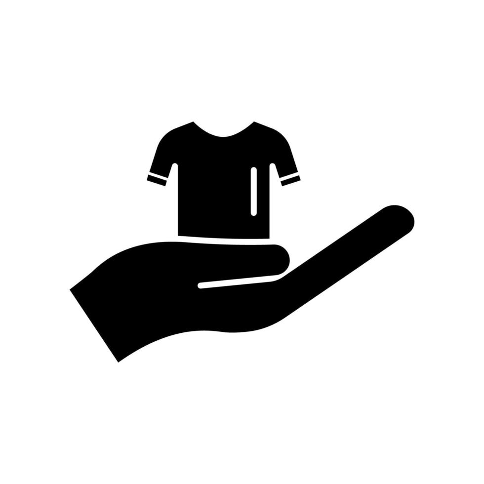 icona della mano con i vestiti. simbolo di carità, donazione, umanità. tratto modificabile. modello di disegno vettoriale