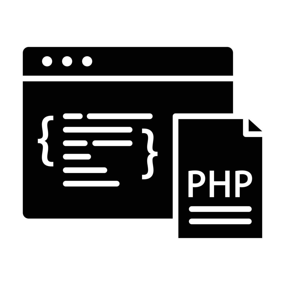 icona del glifo di codifica php vettore
