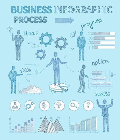 Sketch Business persone infografiche vettore