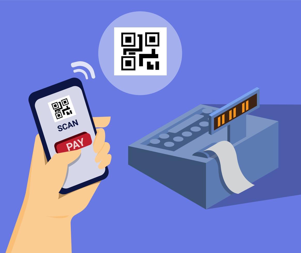 vettore piatto isometrico dell'illustrazione del codice a barre di pagamento mobile