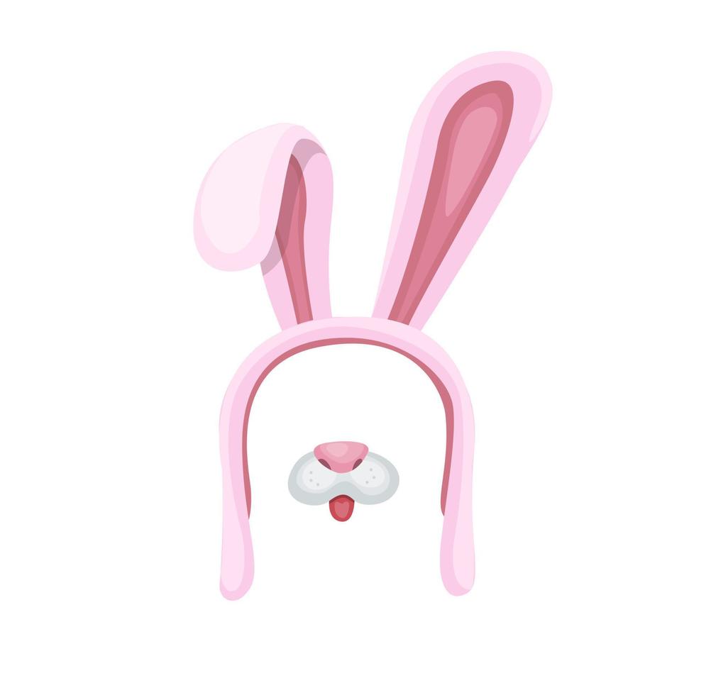 cappello da coniglio rosa con naso. risorse di maschera di coniglio per la decorazione di foto fumetto illustrazione piatta vettore isolato in sfondo bianco