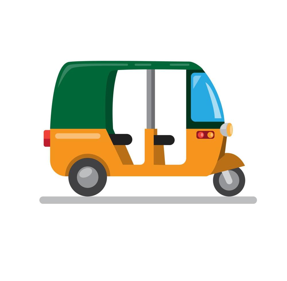 tuk tuk trasporto tradizionale asiatico per taxi e simbolo del turismo icona nel vettore piatto illustrazione del fumetto isolato in sfondo bianco