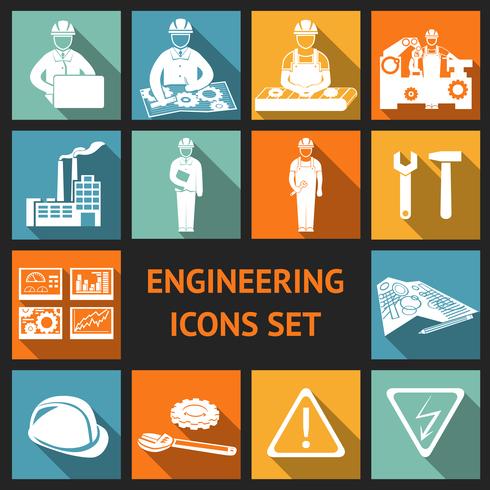 Set di icone di ingegneria piatta vettore