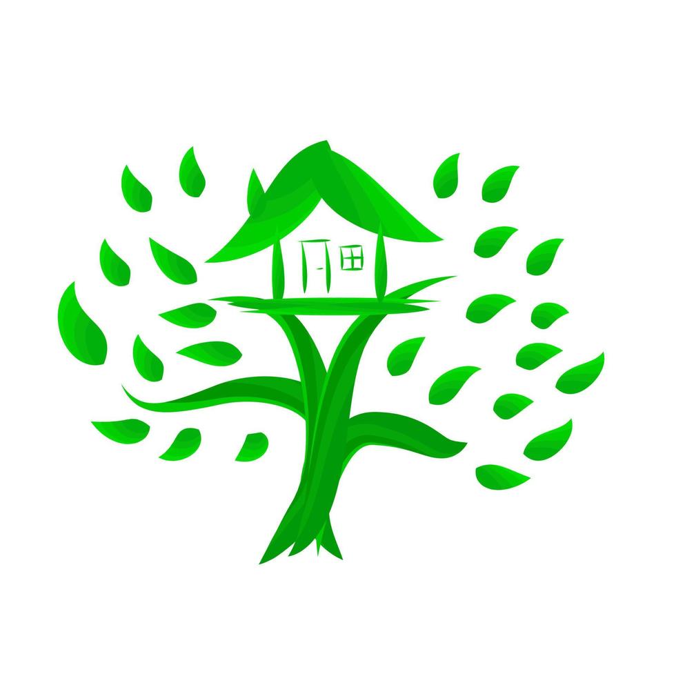 fiore logo foglia e albero illustrazione vettoriale