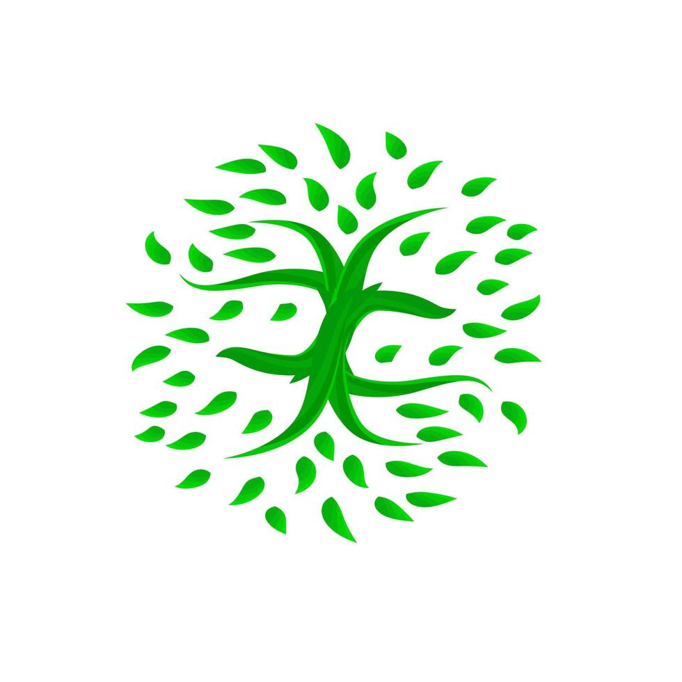 fiore logo foglia e albero illustrazione vettoriale