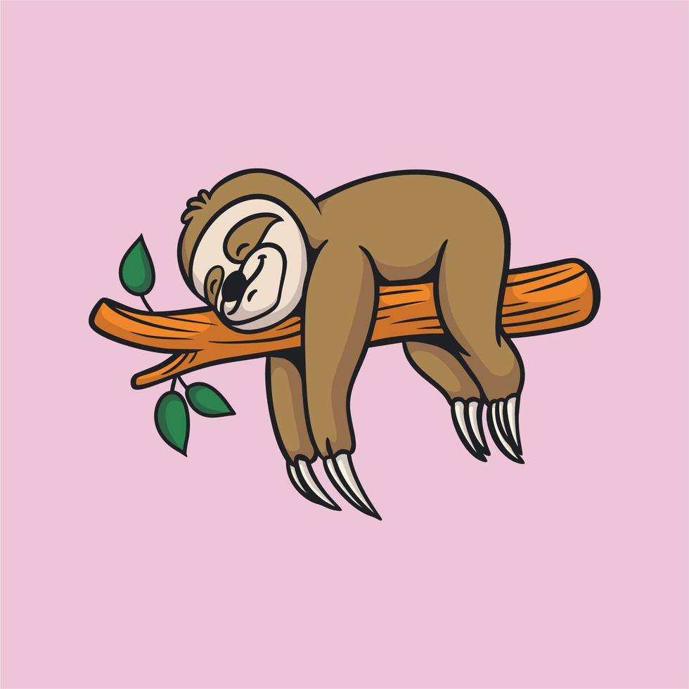 design animale dei cartoni animati bradipo addormentato simpatico logo mascotte vettore