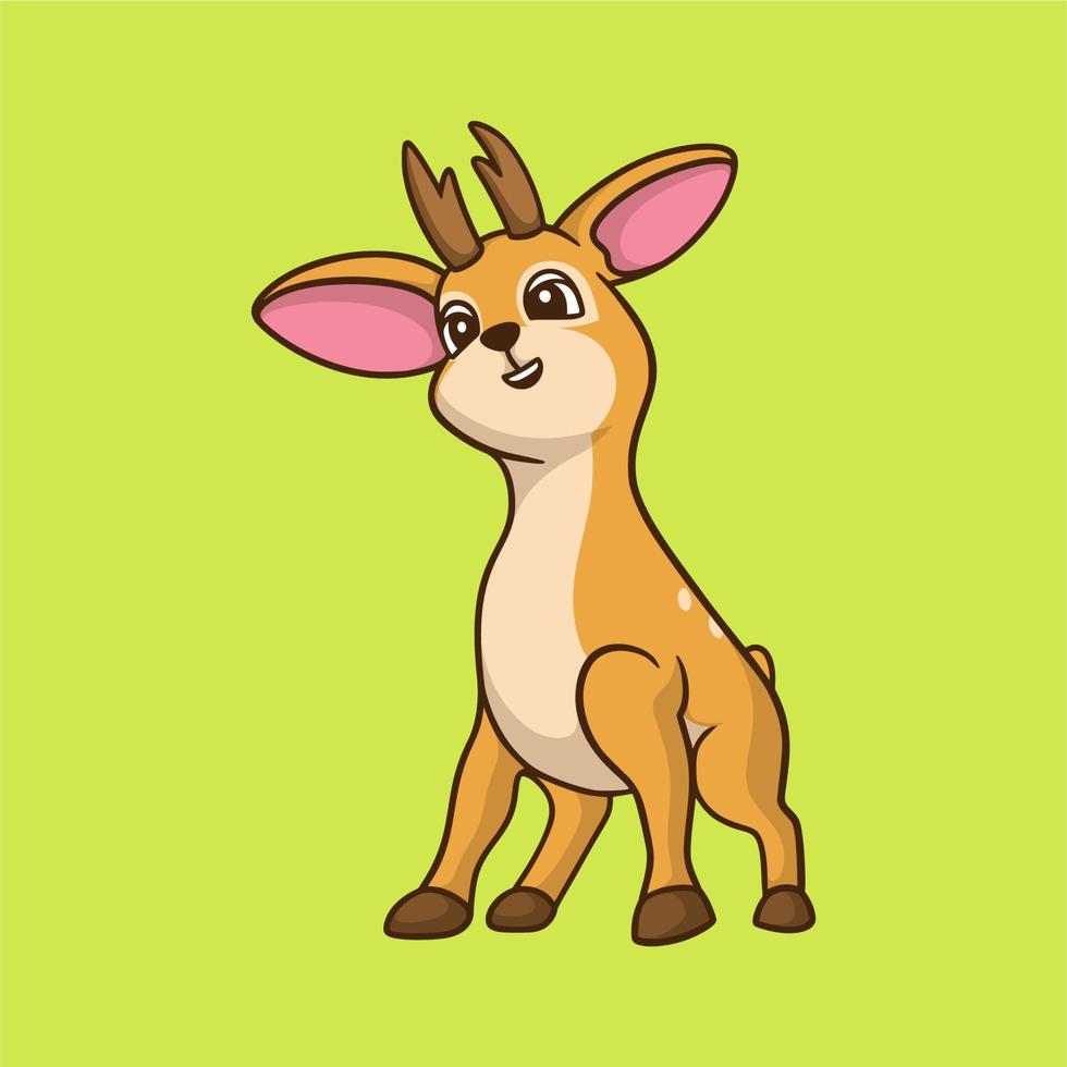 cartone animato disegno animale cervo rivolto in avanti simpatico logo mascotte vettore