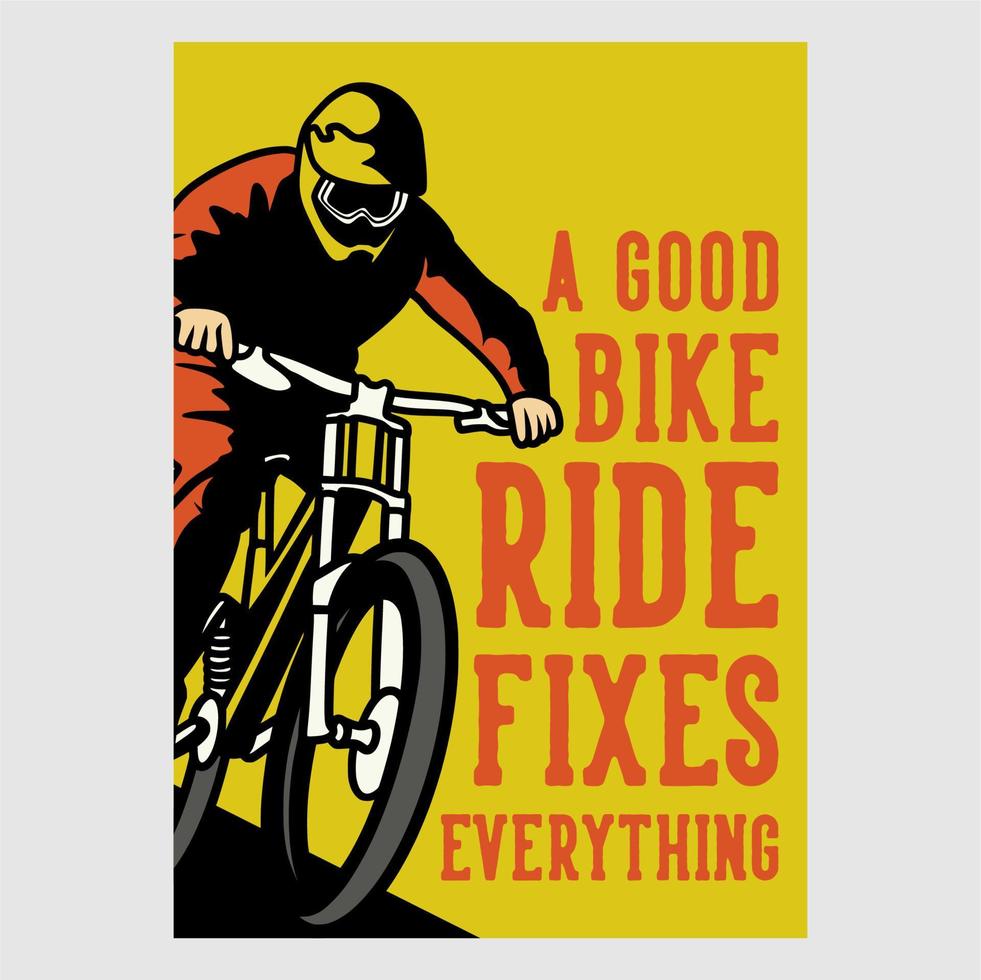 poster vintage design un buon giro in bicicletta risolve tutto illustrazione retrò vettore