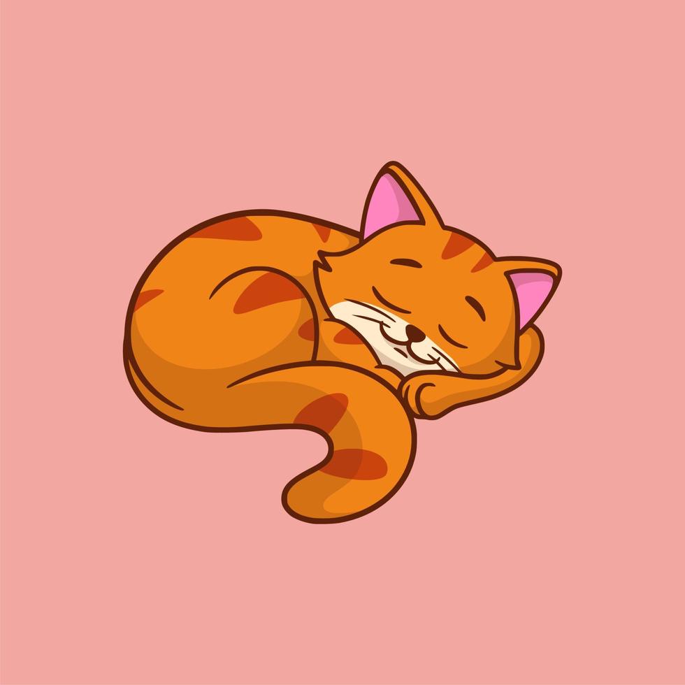 cartone animato disegno animale gatto addormentato simpatico logo mascotte vettore