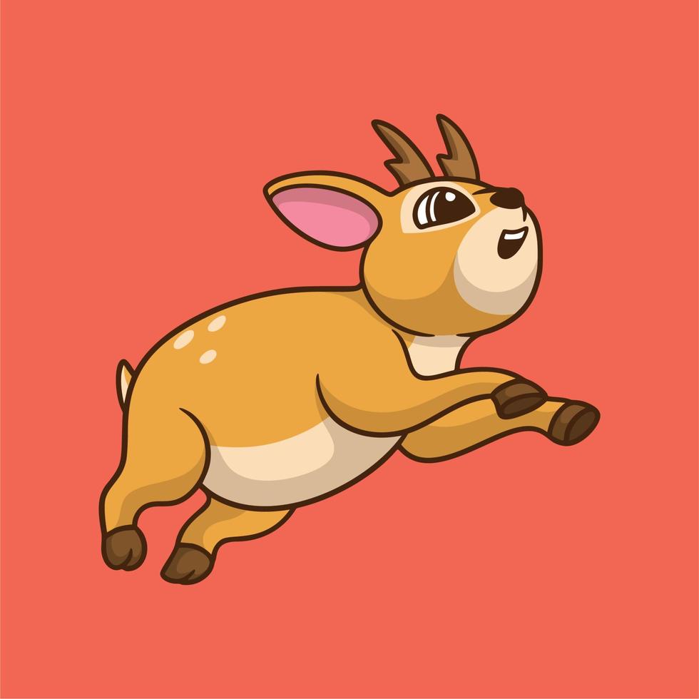 cartone animato disegno animale salto cervo simpatico logo mascotte vettore