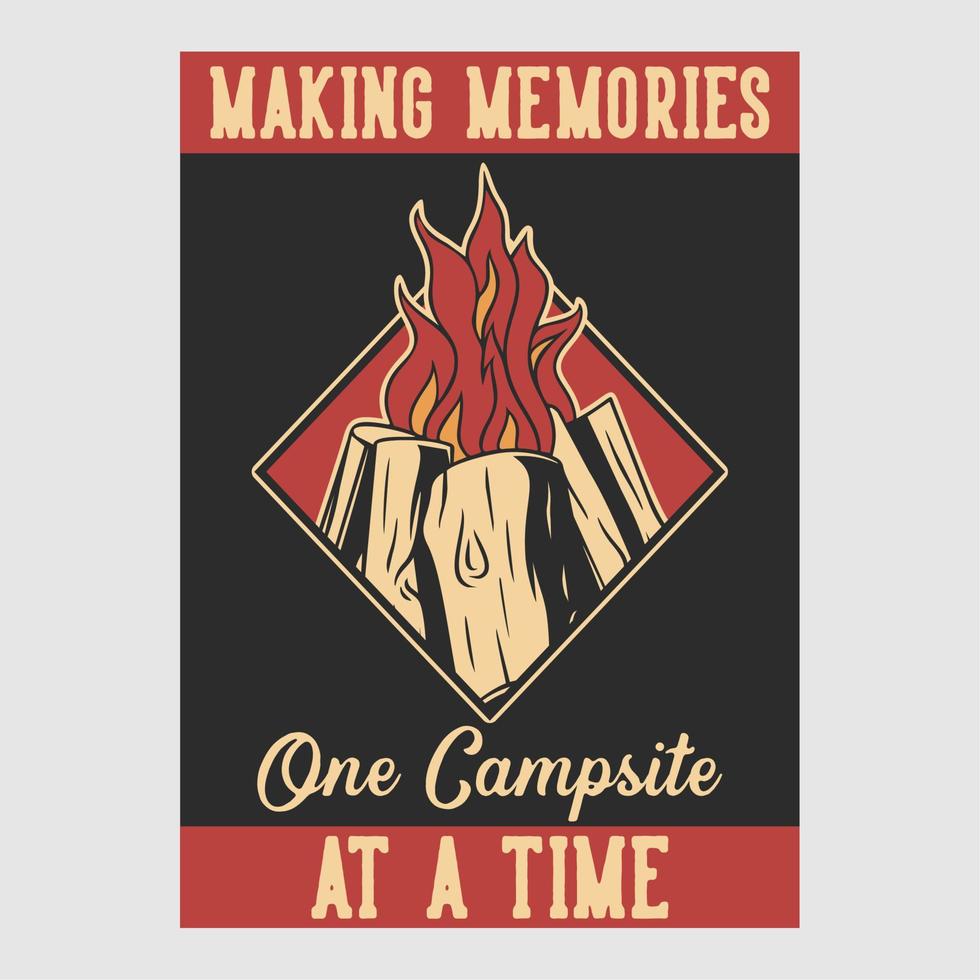 design di poster vintage che crea ricordi un campeggio alla volta illustrazione retrò vettore