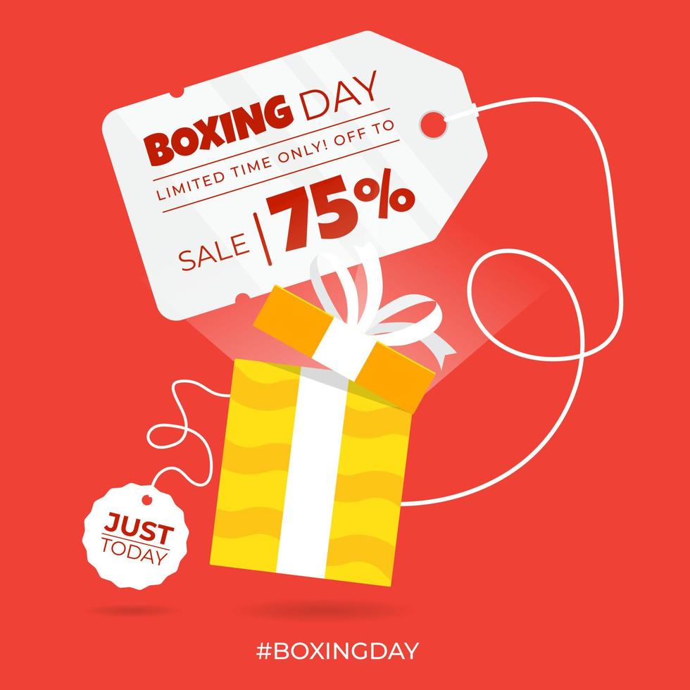 luce gialla brillante confezione regalo boxing day 26 dicembre illustrazione su sfondo astratto vettore