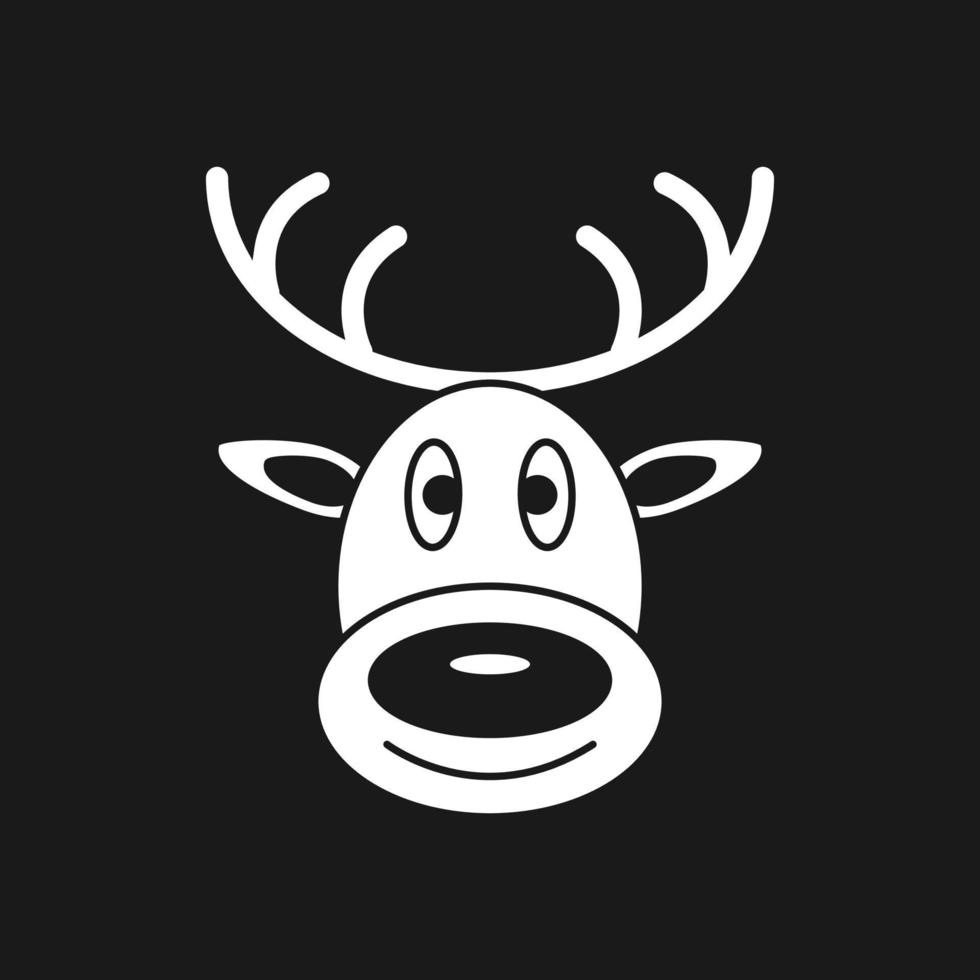 icona di renne. isolato su sfondo nero, illustrazione vettoriale. vettore