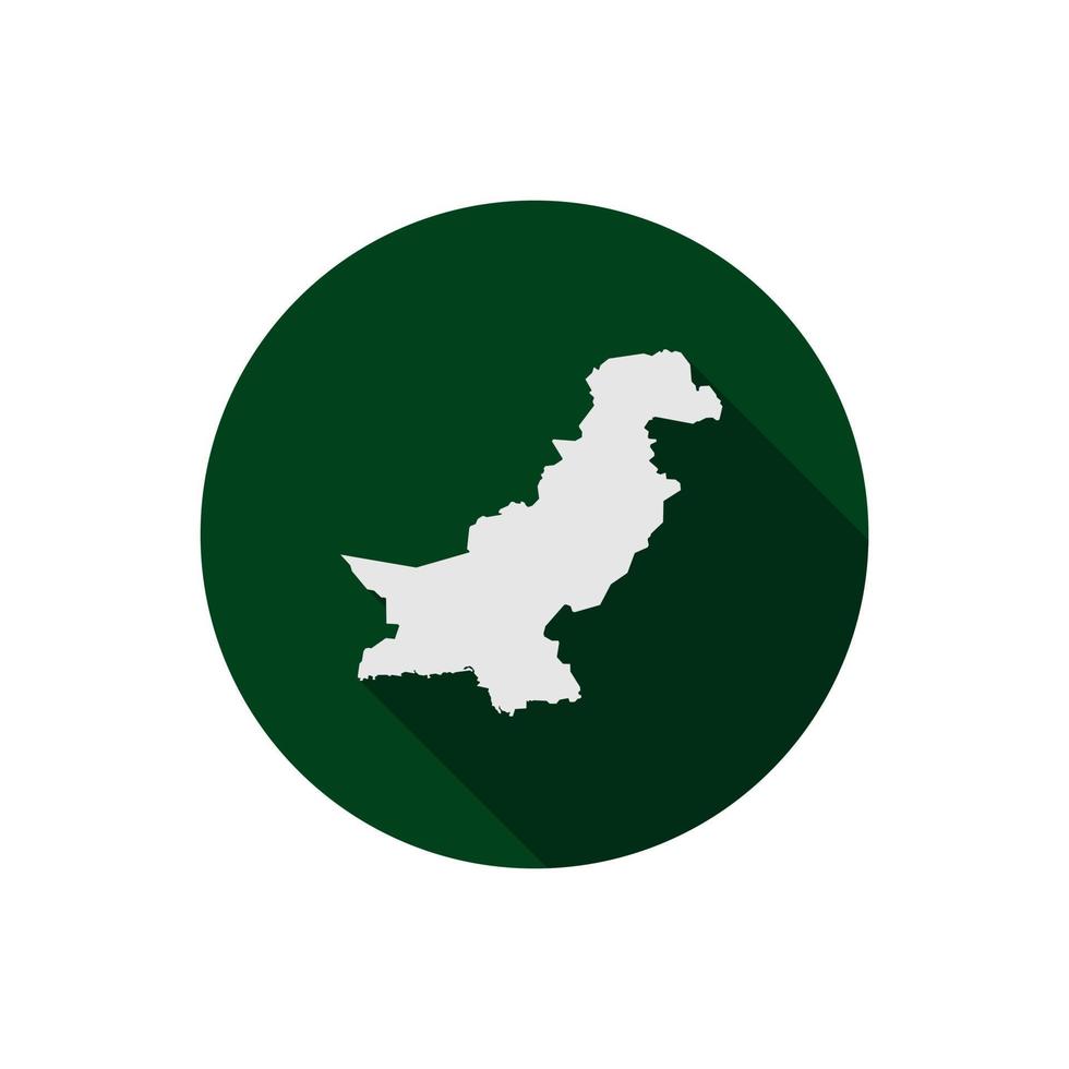 mappa del pakistan sul cerchio verde con ombra lunga vettore