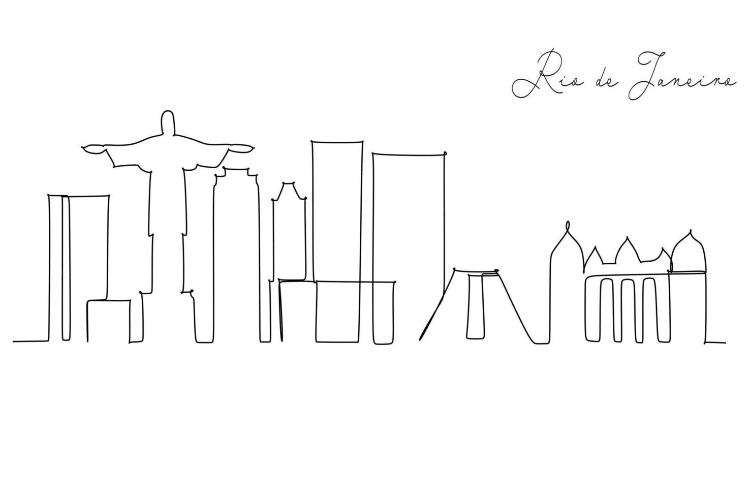 skyline della città di rio de janeiro in stile una linea. vettore di stile minimalista moderno semplice. disegno a linea continua