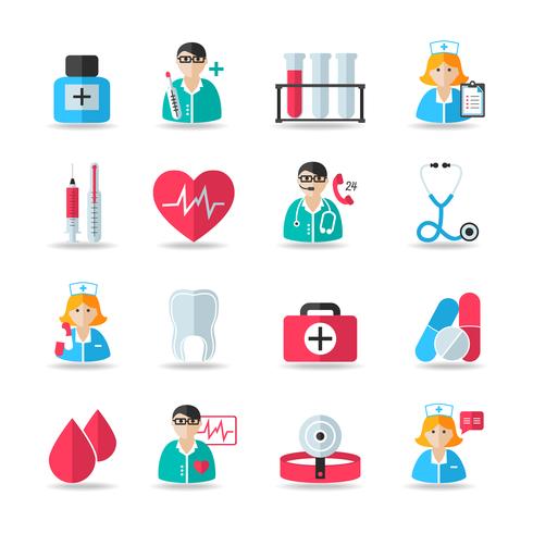 Set di icone di assistenza sanitaria medica vettore