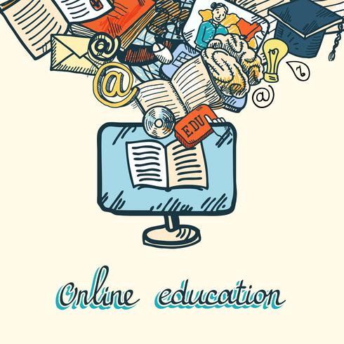 Set di icone di educazione online vettore