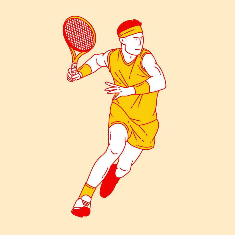 semplice cartone animato illustrazione di un' tennis giocatore 4 vettore