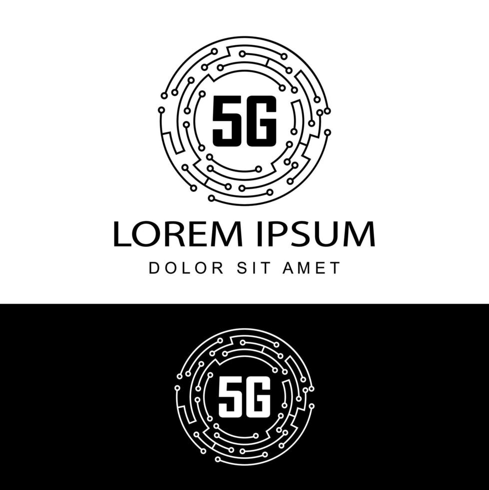 5g logo rete velocità circuito tecnologia illustrazione isolato su sfondo bianco, telecomunicazioni a banda larga wireless internet concept vettore