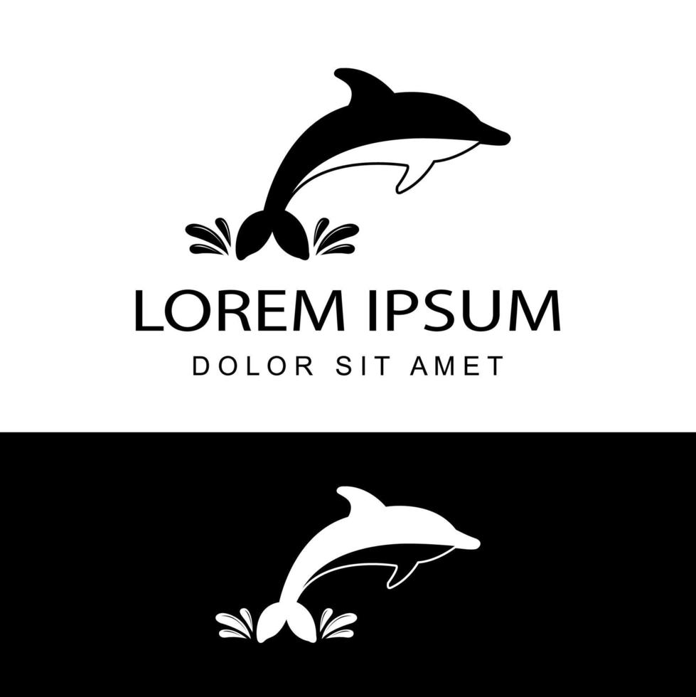vettore di progettazione del modello di logo del delfino in fondo isolato