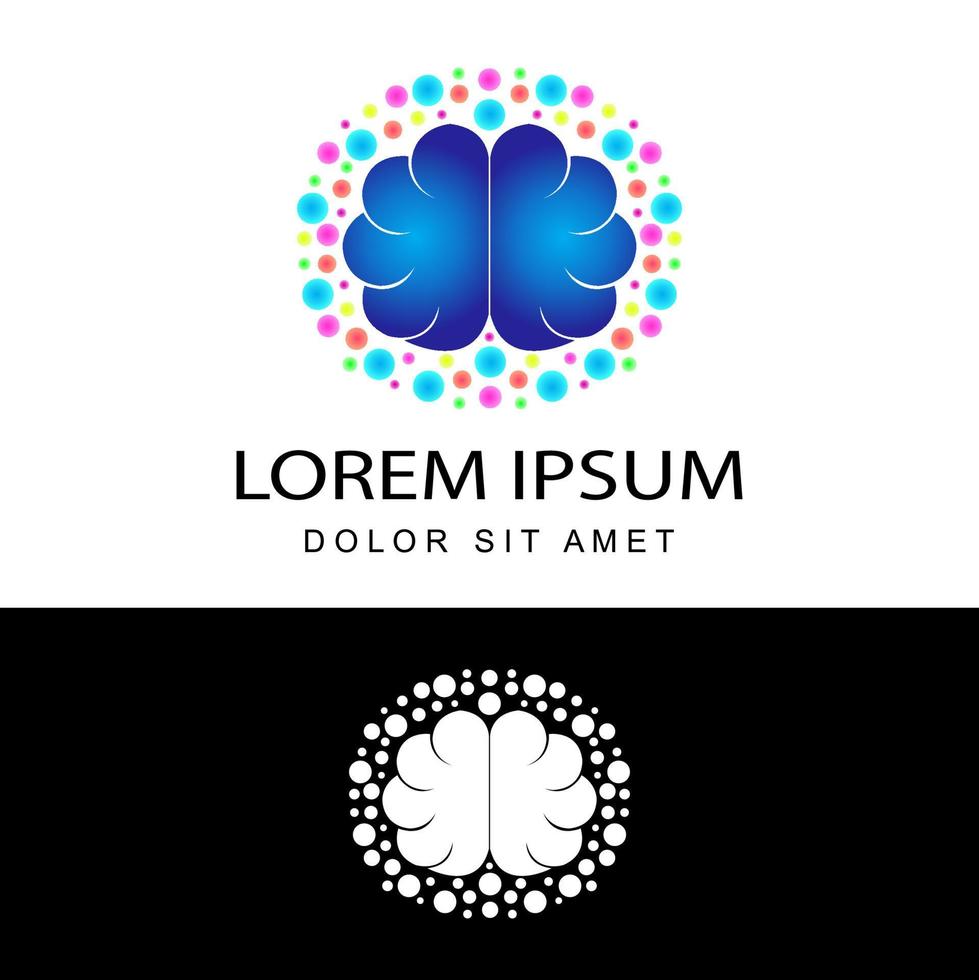 cervello colorato idea logo moderno modello di progettazione vettore in sfondo bianco isolato, simbolo di creatività, conoscenza, mente e pensiero