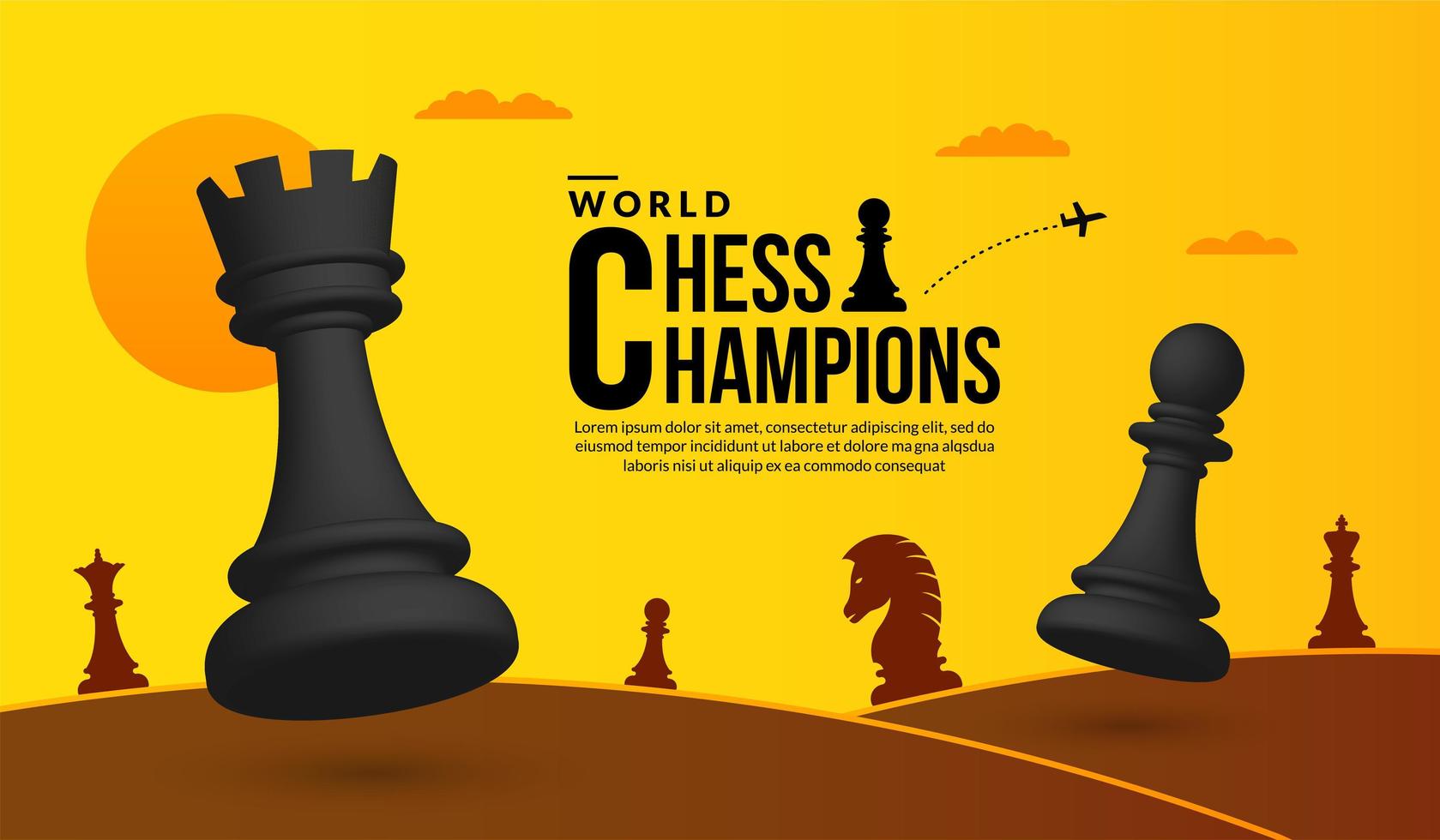 Sfondo della competizione di battaglia di scacchi 3d, concetto di strategia aziendale e gestione vettore