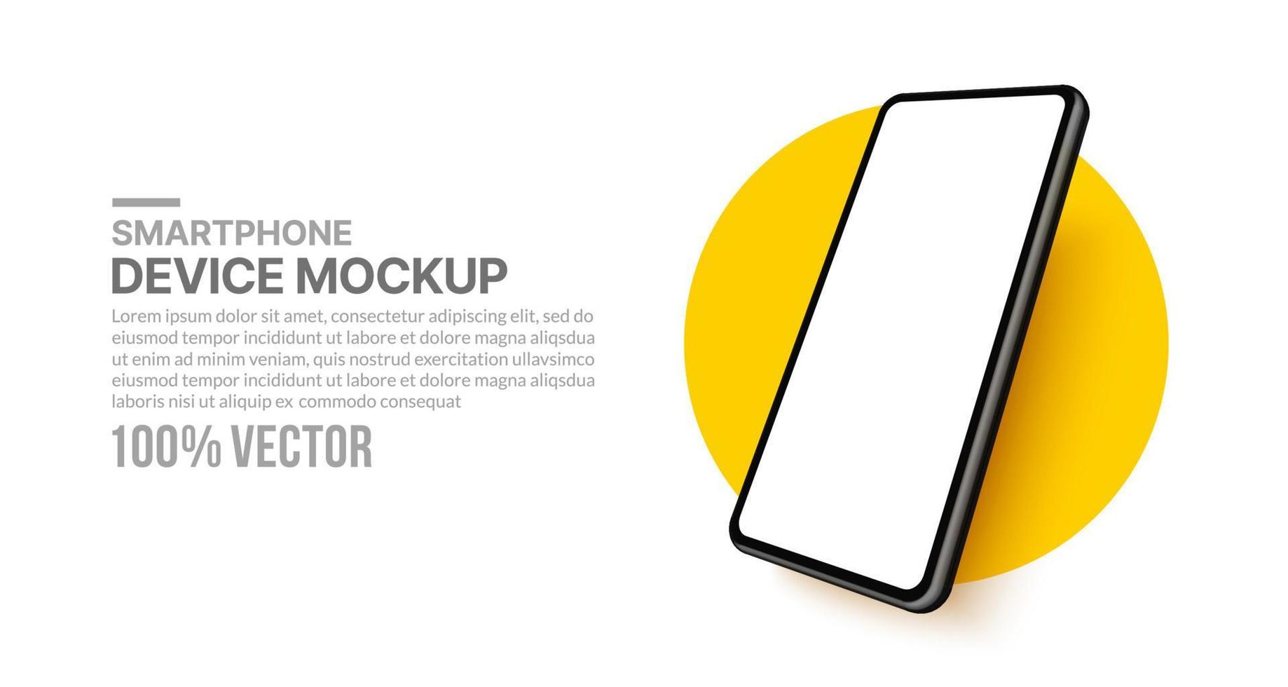 mockup di smartphone 3D realistico con schermo vuoto per lo sviluppo di app e il design dell'interfaccia utente ux, cellulare isolato per modelli di presentazione vettore