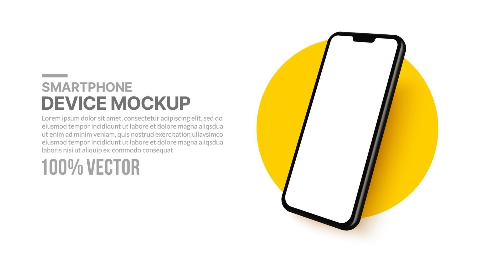 mockup di smartphone 3D realistico con schermo vuoto per lo sviluppo di app e il design dell'interfaccia utente ux, cellulare isolato per modelli di presentazione vettore