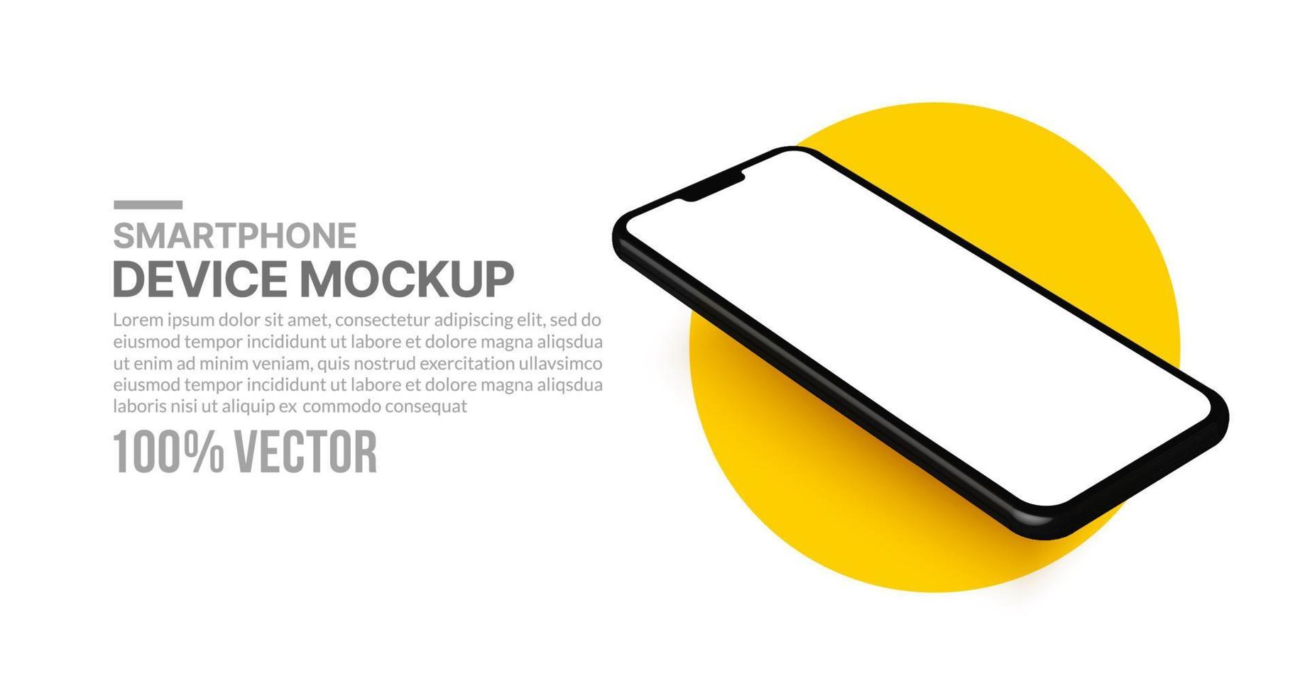 mockup di smartphone 3D realistico con schermo vuoto per lo sviluppo di app e il design dell'interfaccia utente ux, cellulare isolato per modelli di presentazione vettore