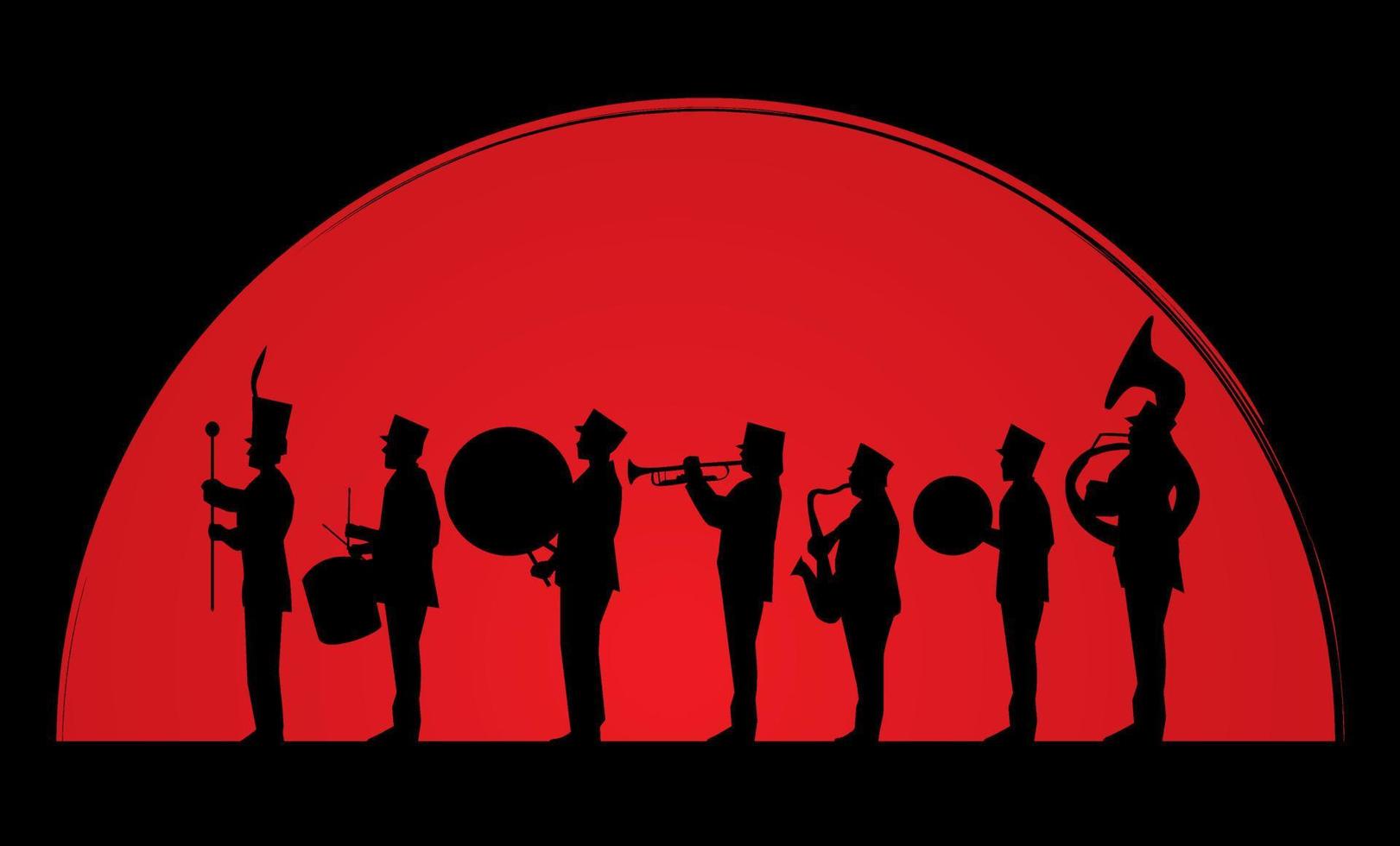 parata della banda musicale di silhouette vettore