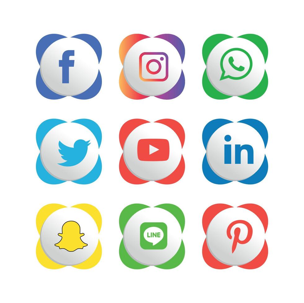 social media icone piatte tecnologia, rete. sfondo gruppo faccina sorridente vendita. condividi, mi piace, illustrazione vettoriale twitter, youtube, whatsapp, snapchat, facebook, instagram, tiktok, tok