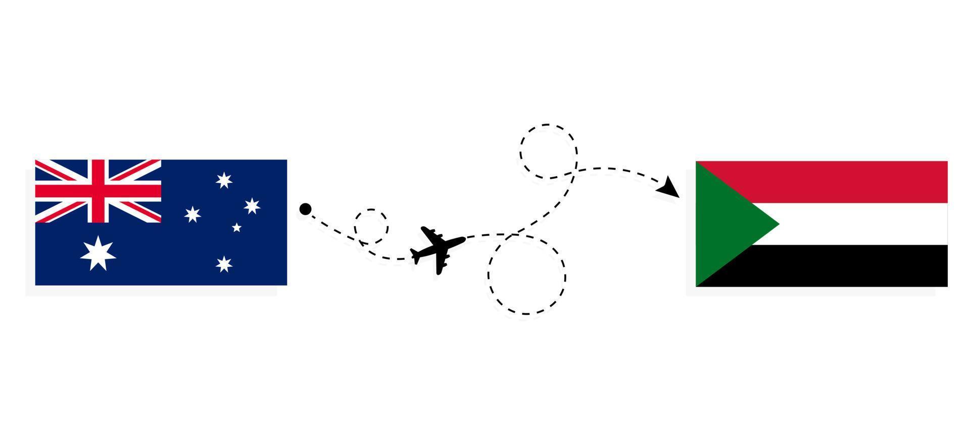 volo e viaggio dall'australia al sudan con il concetto di viaggio in aereo passeggeri vettore