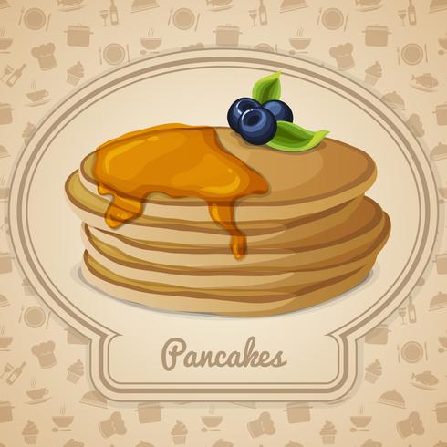 Pancakes con poster di sciroppo vettore