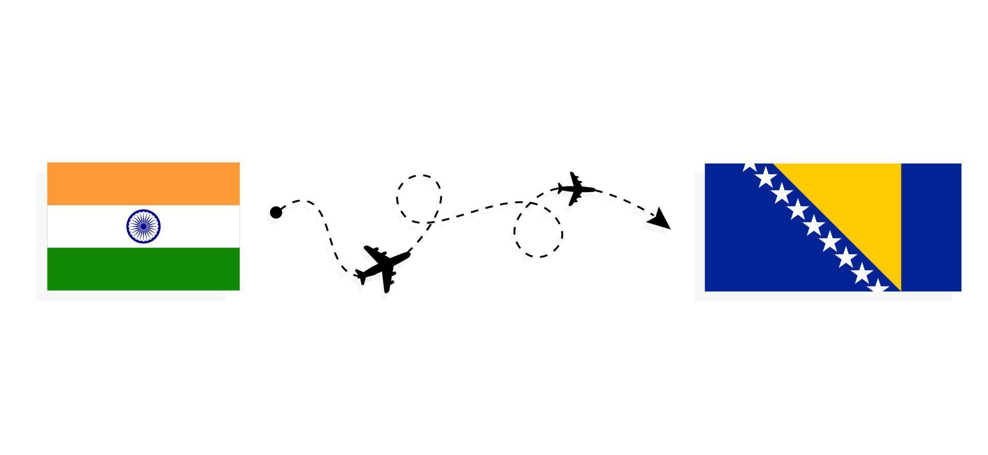 volo e viaggio dall'india alla bosnia e all'erzegovina con il concetto di viaggio in aereo passeggeri vettore