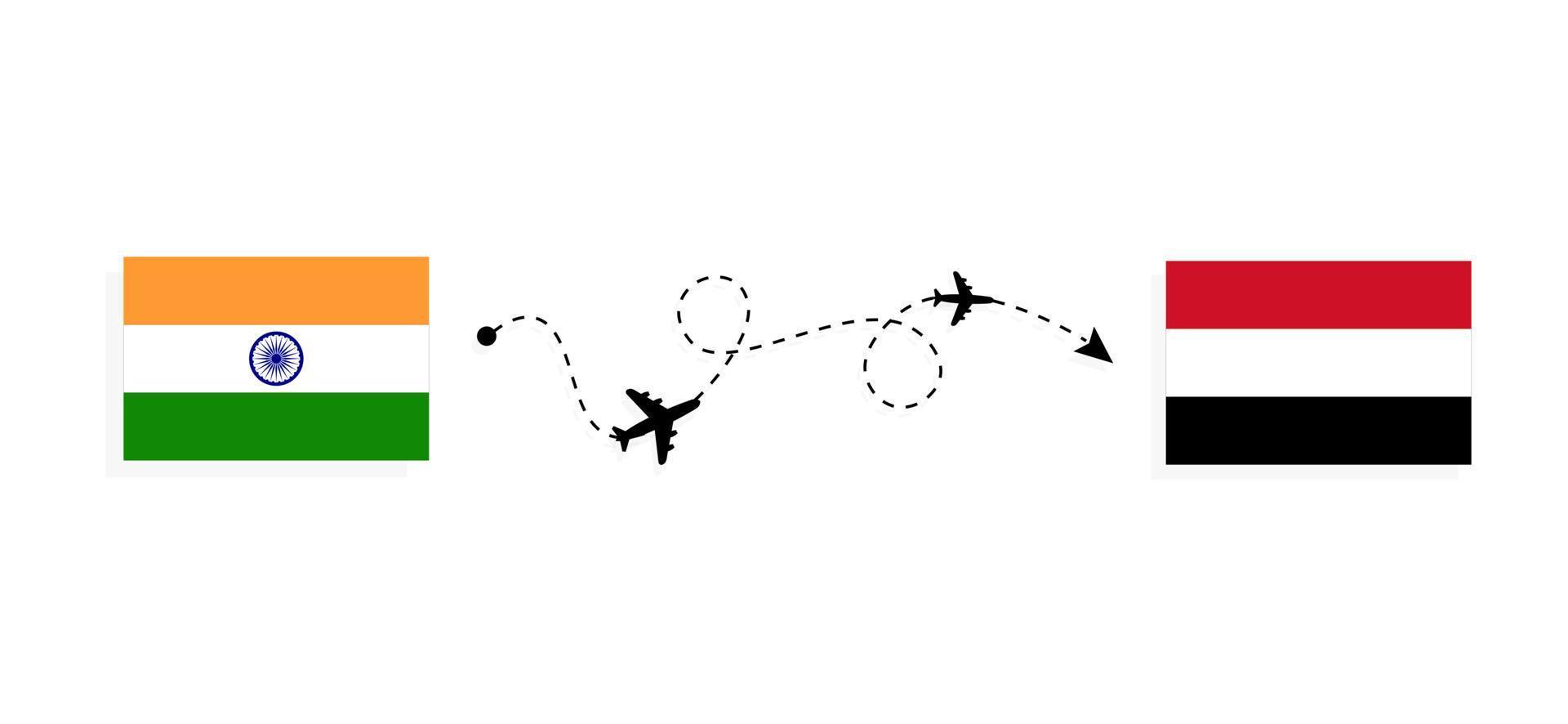 volo e viaggio dall'india allo yemen con il concetto di viaggio in aereo passeggeri vettore