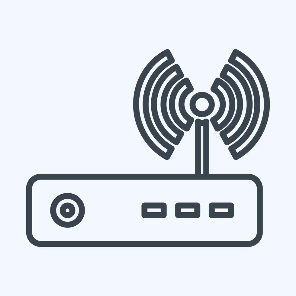 icona router - stile linea, illustrazione semplice, tratto modificabile vettore