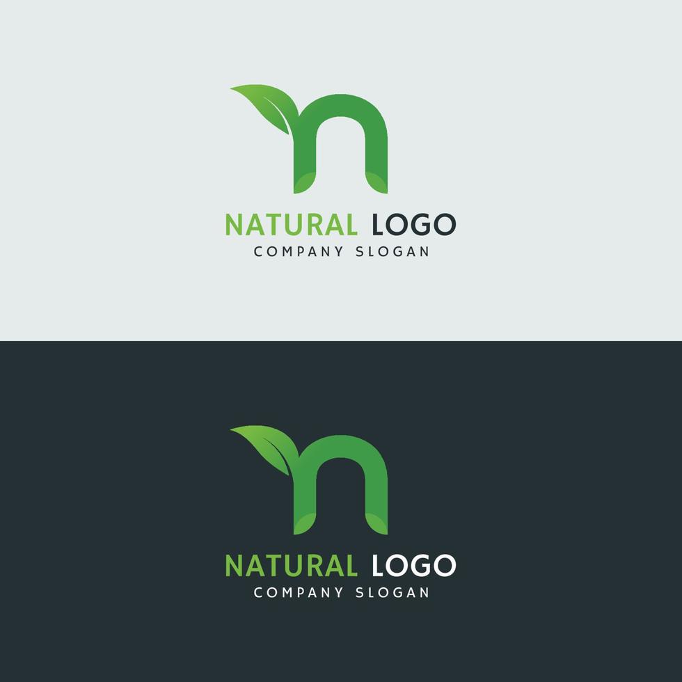 logo naturale n minuscola con foglia vettore