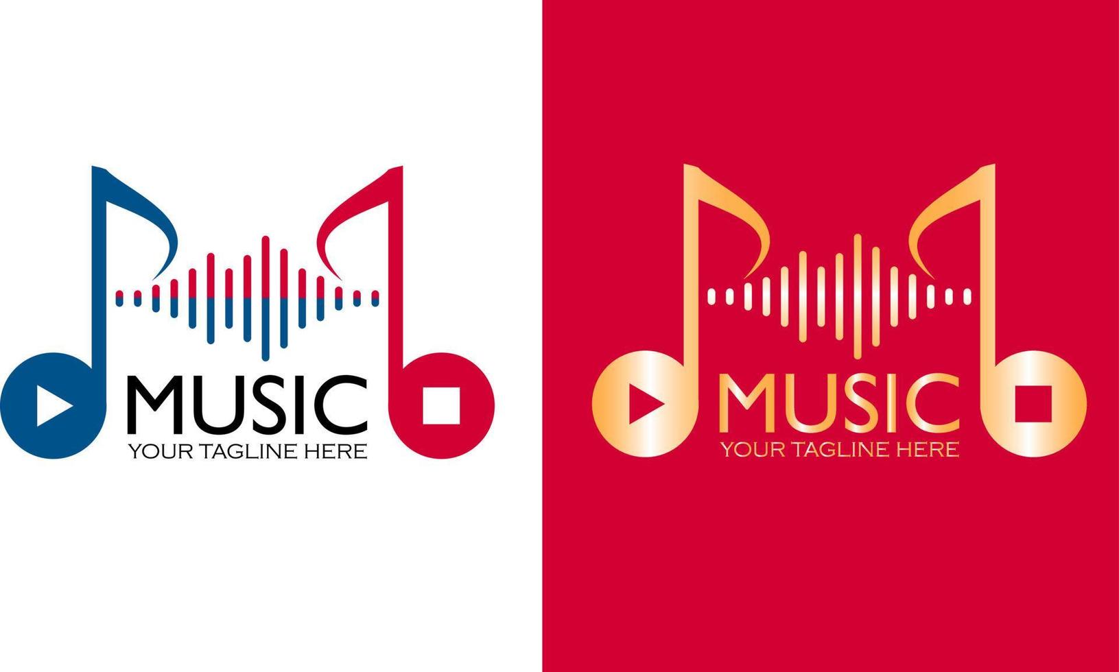 logo musicale elegante e lettore multimediale vettore