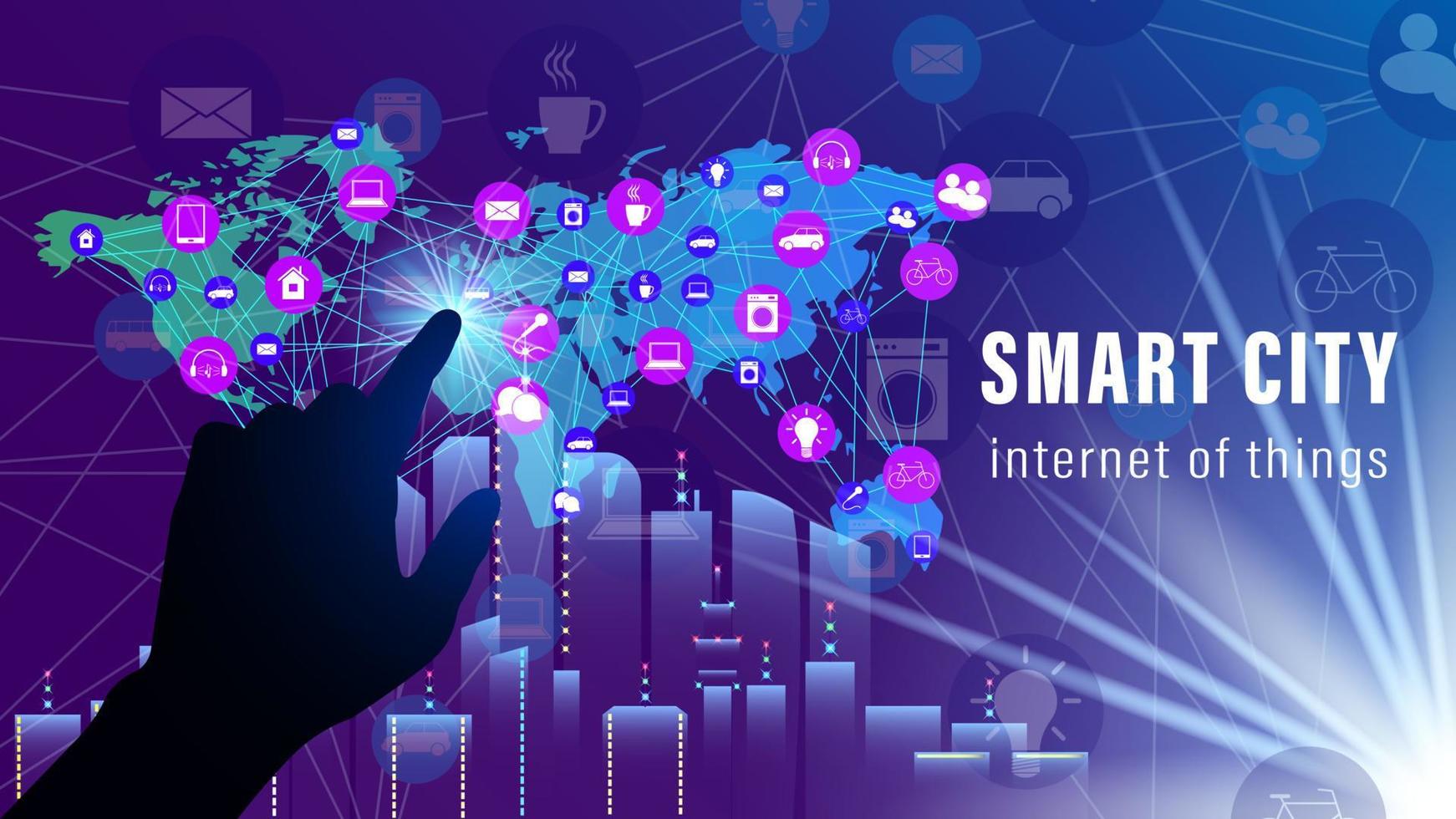 iot smart city touch sfondo a mano vettore