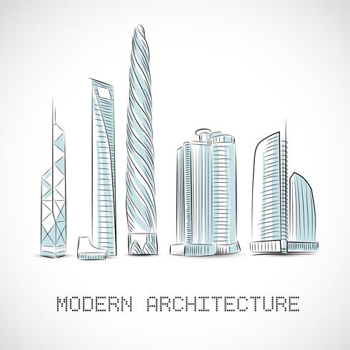 Collezione di edifici di moderni grattacieli vettore