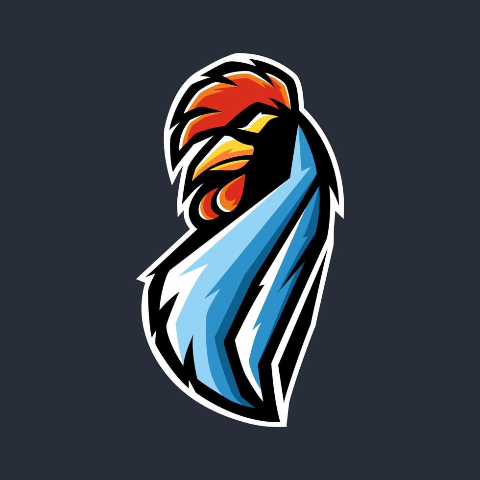 mascotte di pollo per modello di logo e-sport vettore