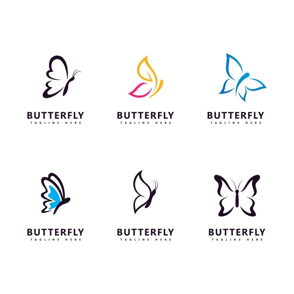 modello di vettore di simbolo del logo della farfalla di bellezza