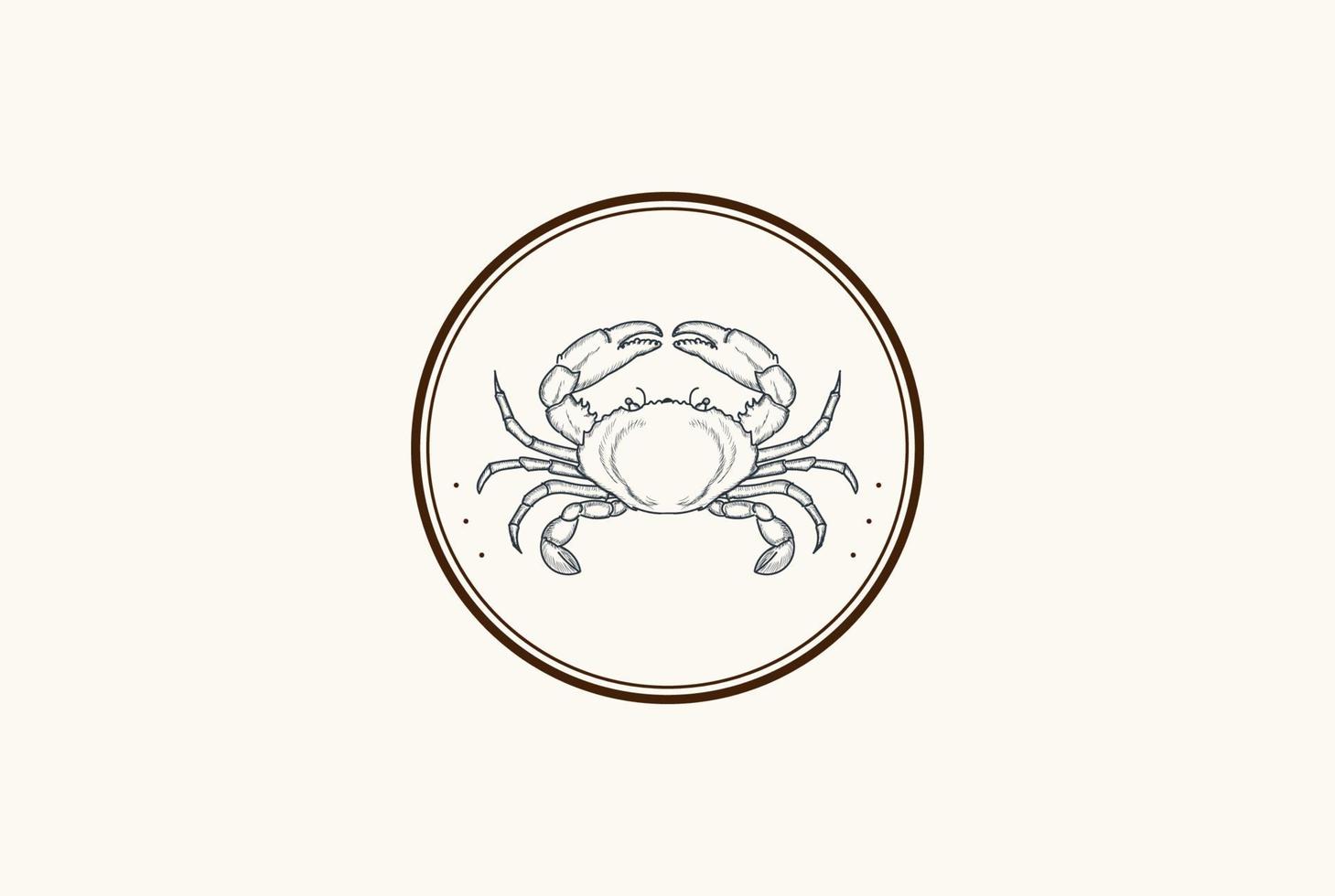 granchio circolare vintage retrò per ristorante di pesce o etichetta del prodotto logo design vector